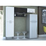Cozinha Compacta Cris 6 Portas Linho Branco/preto - Lc Móveis