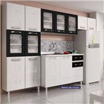 Cozinha Compacta em Aço Mirage 3 Peças 11 Portas 5 C/ Vidro Decorado Branco/preto - Telasul