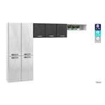 Cozinha Compacta em Aço Rubi Smart 3 Peças 7 Portas Paneleiro Aéreo Nicho Branco/preto - Telasul