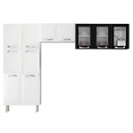 Cozinha Compacta Itatiaia Premium 11 Portas 3 C/ Vidro Branco/Preto