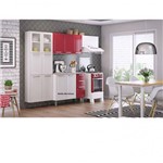 Cozinha Compacta 3 Peças Sem Balcão 2 Portas em Vidro Lara Class Itatiaia Branco/Vermelho
