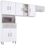Cozinha Compacta Poliman Móveis Vitória Branco/Chalk 3 Peças: Paneleiro, Aéreo e Armário Geladeira