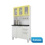 Cozinha Compacta Regina - Largura 105 Cm - Porta de Vidro - Branco com Amarelo - Aço - Itatiaia