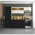 Cozinha Completa 4 Peças 8 Portas 2 Vidro 2 Gavetas - Preto com Branco Texturizado - Black&White