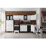 Cozinha Completa Itatiaia Premium Aço C/8 Pçs (Paneleiro+4 Armários+3 Balcões) Branco C/Preto
