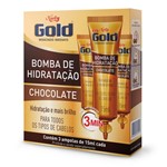 Creme de Tratamento Niely Gold Bomba de Hidratação Chocolate Ampola com 03 Unidades 15ml Cada