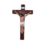 Cristo na Cruz Cor da Pele 40cm em Gesso