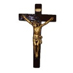 Cristo na Cruz Cor de Ouro 40 Cm em Gesso