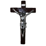 Cristo na Cruz Cor de Prata 20cm em Gesso