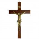 Crucifixo de Madeira com Bronze - 32 Cm | SJO Artigos Religiosos