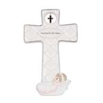 Cruz de Porcelana Batizado Menina - Branco - Modali