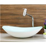 Cuba Canoa Oval Premium 43cm de Vidro Temperado P/ Banheiro ou Lavabo | Branco