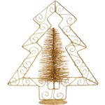 Decoração de Mesa Árvore de Natal Dourada com Glitter 23cm - Orb Christmas