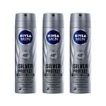 Desodorante Nivea Aerosol Silver Protect Masculino 93g 3 Unidades