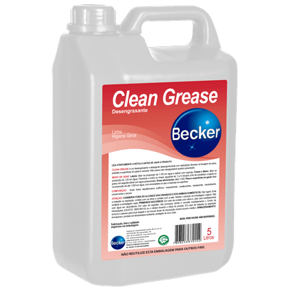 Detergente Desengraxante Clean Grease Galão de 5L Becker