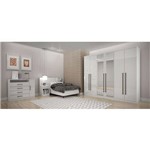 Dormitório Casal Completo com Espelho 7 Portas e 13 Gavetas Branco Alto Brilho Bari Novo Horizonte