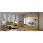 Dormitório Casal Completo com Espelho 3 Portas e 13 Gavetas Freijó Dourado Fosco Horizon