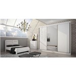 Dormitório Casal Completo com Espelho 3 Portas e 12 Gavetas Branco Alto Brilho Natus Novo Horizonte