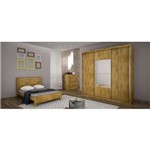 Dormitório Casal Completo com Espelho 3 Portas e 7 Gavetas Freijó Dourado Fosco Arezzo
