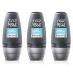 Dove Clean Comfort Desodorante Rollon Masculino 50ml (kit C/03)