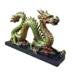 Dragão Chinês do Mar Serpente Verde Base Estátua Decoração