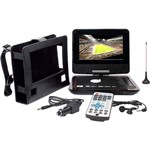 DVD Player Automotivo Dazz Tela 7" - TV Digital Portátil, Entradas USB, SD e Capa Protetora Acoplável ao Encosto de Cabeça