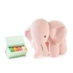 Elefante de Crochê Rosa + Caixa com 4 Macarons