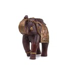 Elefante de Madeira Escura, Cobre e Latão Trabalhado- EL0127