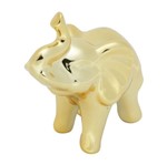 Elefante Decorativo de Cerâmica Dourado Snout Grande Urban