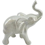 Elefante Decorativo em Cerâmica Branco High Snout Urban