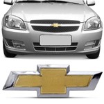 Emblema Chevrolet Dourado Borda Cromada Prisma Celta Grade Dianteira