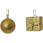 Enfeite de Árvore - Bolas e Presentinhos Dourados 12 Peças - Orb Christmas