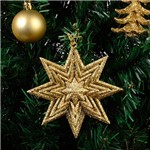 Enfeite de Árvore Estrelas Douradas com Glitter 6 Peças - Orb Christmas