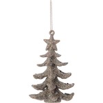 Enfeite de Árvore Tridimensional Prata com Glitter 4 Peças - Orb Christmas