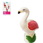Enfeite Decorativo Flamingo Cofre de Porcelana Colors 19x10x7cm na Caixa