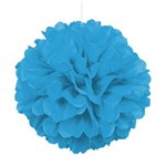 Enfeite Decorativo Pompom de Papel Crepom 35cm Azul