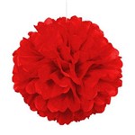Enfeite Decorativo Pompom de Papel Crepom 35cm Vermelho