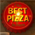 Enfeite Decorativo Tampa Luminária Pizza Plástico Vermelho