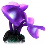 Enfeite para Aquário de Silicone Coral Mushroom Long Stem 7,5 Cm Roxo - Soma