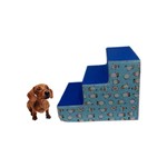 Escada para Facilitar Cachorro Pet Subir Cama Objetos Escadinha Poliester Azul