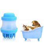 Escova para Cães e Gatos de Silicone para Banho Cor Azul