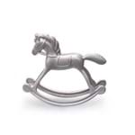Escultura Cavalo de Balanço Metal Cromado - Cinza - Modali