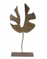 Escultura Folha Ferro Marrom 68cm - Occa Moderna