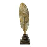 Escultura Resina Pena Dourada 40cm - Occa Moderna