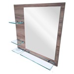 Espelheira P/ Banheiro Nogal Terracota Prateleiras e Saboneteira de Vidro Incolor 8mm - Madglass