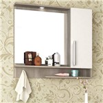 Espelheira para Banheiro com LED 1 Porta 2 Prateleiras Brisa Móveis Bosi Barrique/Branco