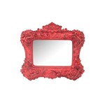 Espelho Alemanha Vermelho Provençal em Resina - Arte Retrô - 18x20 Cm.
