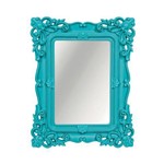 Espelho Classic Arabescos Azul Médio Retangular - 36,5x31