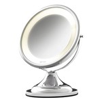 Espelho com Luz e Aumento Modelo 10202 Cromado Brilhante