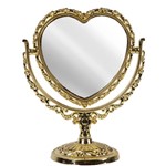 Espelho de Mesa 2 Lados Coração Dourado
